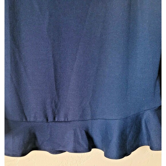 LC Lauren Conrad Size M Blue Bell Sleeve Ruffle Sweater w/Floral Lace Appliques - Picture 4 of 8